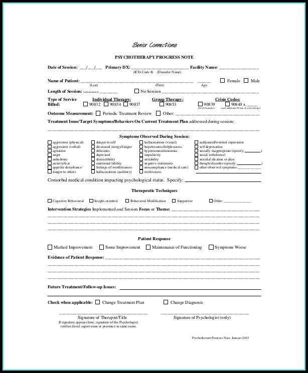 Psychotherapy Progress Note Template Psychotherapy Progress Note Template