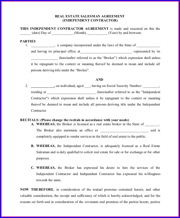 Real Estate Agent Employment Contract Template Real Estate Agent Employment Contract Template