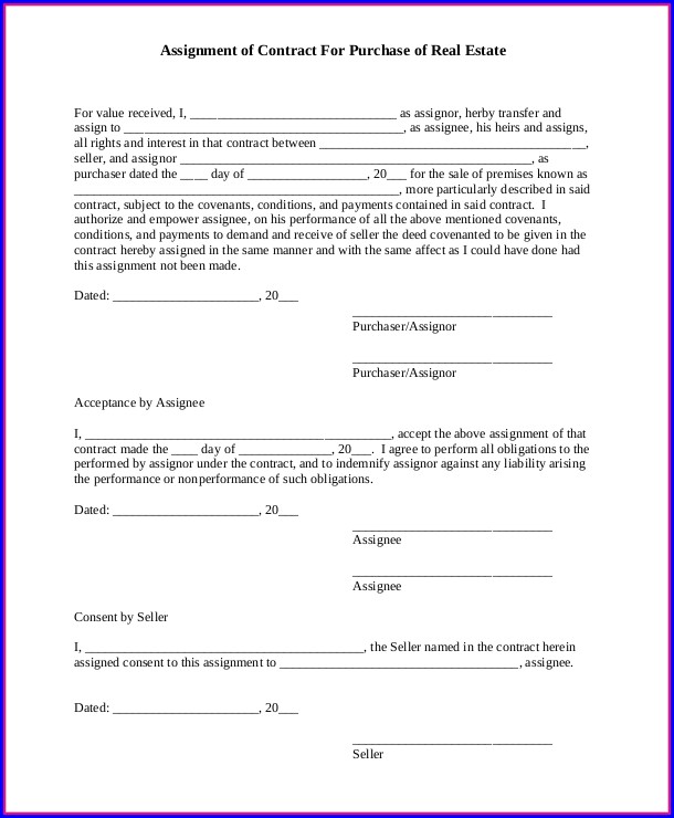 Real Estate Assignment Contract Template Real Estate Assignment Contract Template