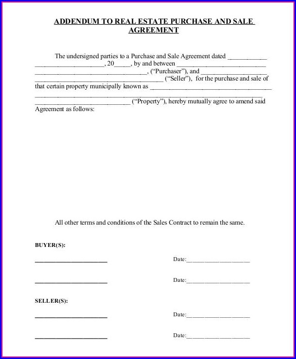 Real Estate Contract Addendum Template Real Estate Contract Addendum Template