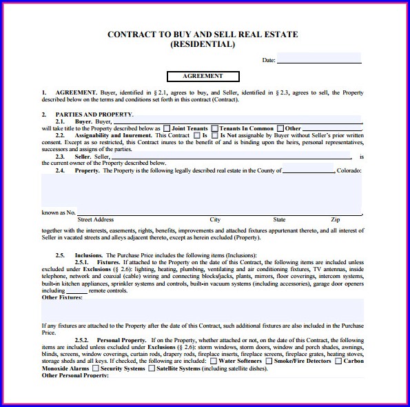 Real Estate Contract Of Sale Template Real Estate Contract Of Sale Template