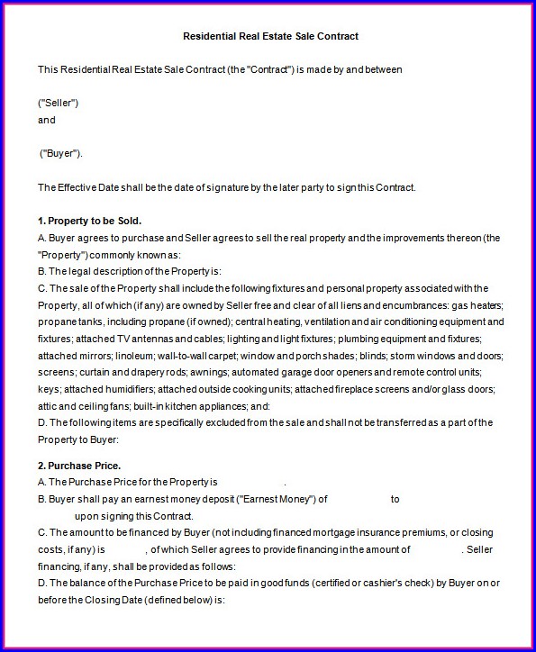 Real Estate For Sale By Owner Contract Template Real Estate For Sale By Owner Contract Template