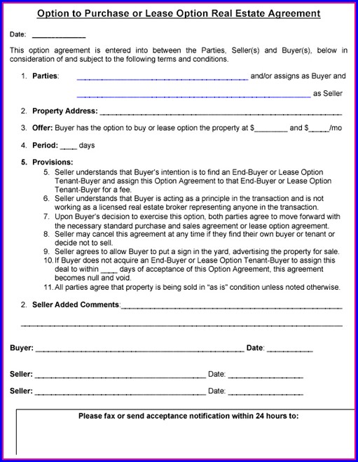 Real Estate Option Contract Template Real Estate Option Contract Template