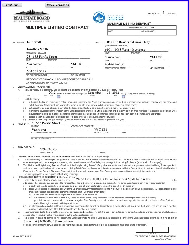 Real Estate Purchase Agreement Template Bc Real Estate Purchase Agreement Template Bc