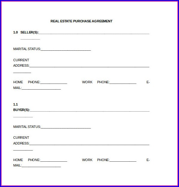 Real Estate Purchase Agreement Template Word Real Estate Purchase Agreement Template Word