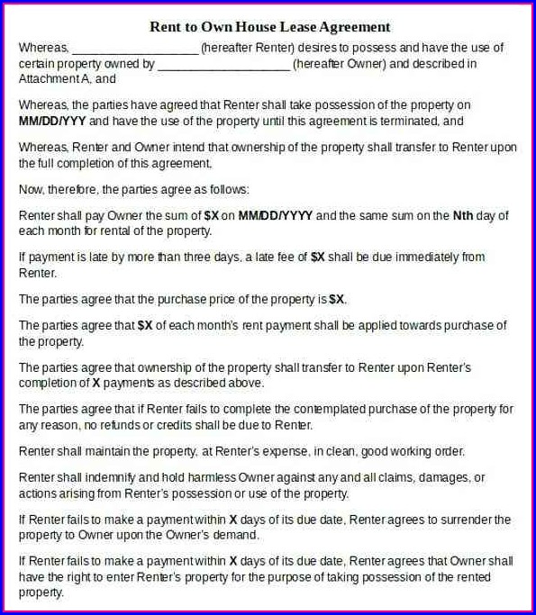Rent To Own Real Estate Contract Template Rent To Own Real Estate Contract Template
