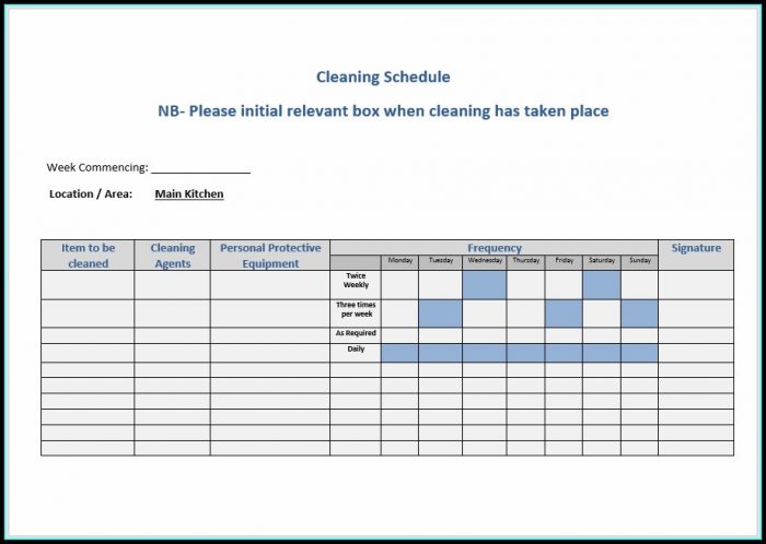 Rotating Cleaning Schedule Template Rotating Cleaning Schedule Template