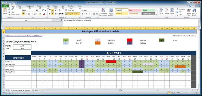 Rotating Schedule Template Excel Rotating Schedule Template Excel