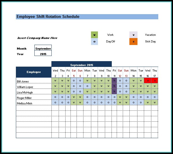 Rotating Shift Schedule Template Rotating Shift Schedule Template