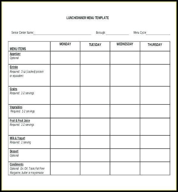 School Lunch Menu Template Word School Lunch Menu Template Word