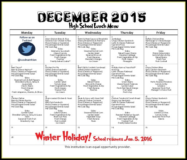 School Lunch Menu Template School Lunch Menu Template