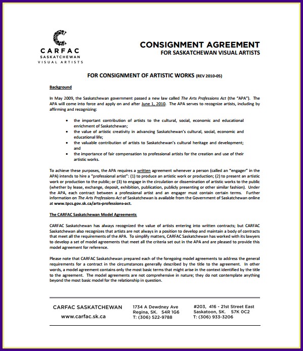 Simple Consignment Agreement Template Simple Consignment Agreement Template