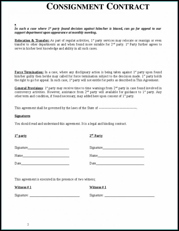 Simple Consignment Contract Template Simple Consignment Contract Template