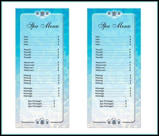 Spa Menu Template Download Spa Menu Template Download