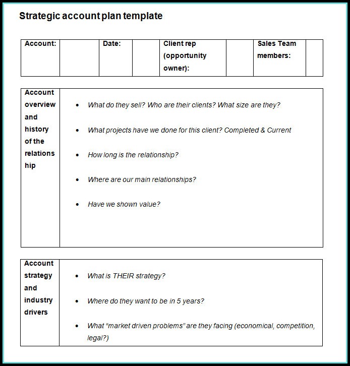 Strategic Account Plan Template Strategic Account Plan Template