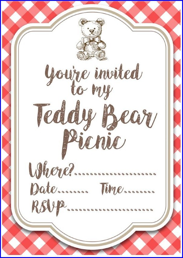 Teddy Bear Picnic Invitation Template Teddy Bear Picnic Invitation Template
