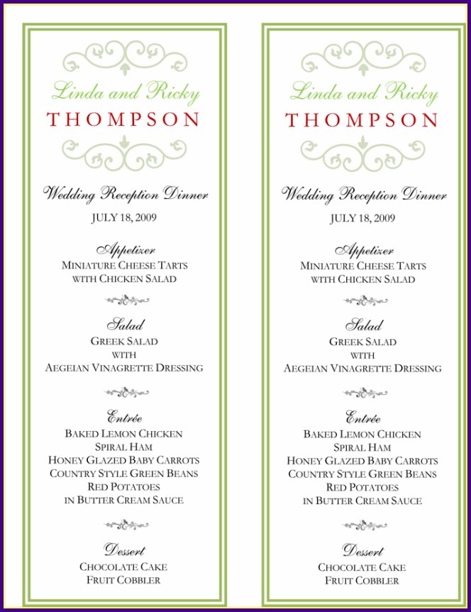 wedding reception buffet menu