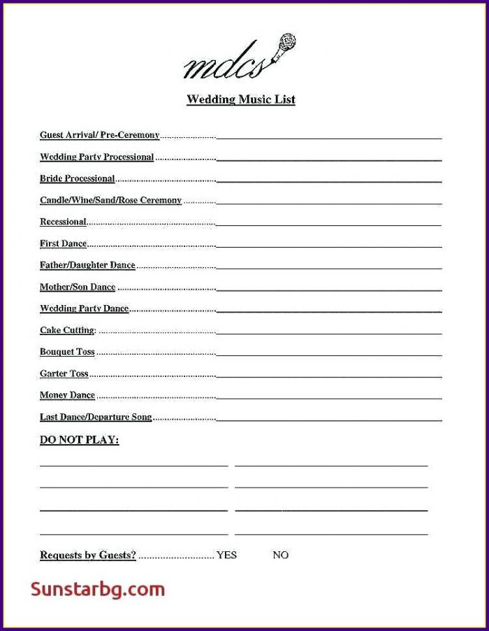 Wedding Reception Dj Template Wedding Reception Dj Template