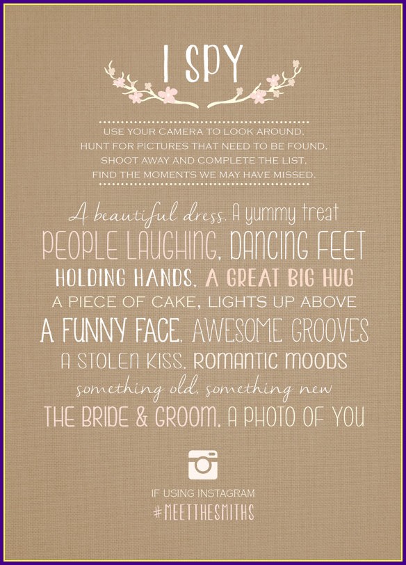 Wedding Reception I Spy Template Wedding Reception I Spy Template