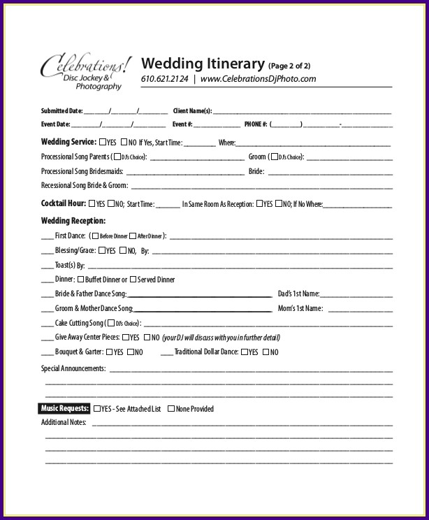 Wedding Reception Itinerary Sample Wedding Reception Itinerary Sample