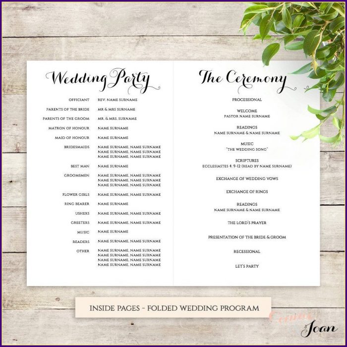 Wedding Reception Order Of Service Template Wedding Reception Order Of Service Template