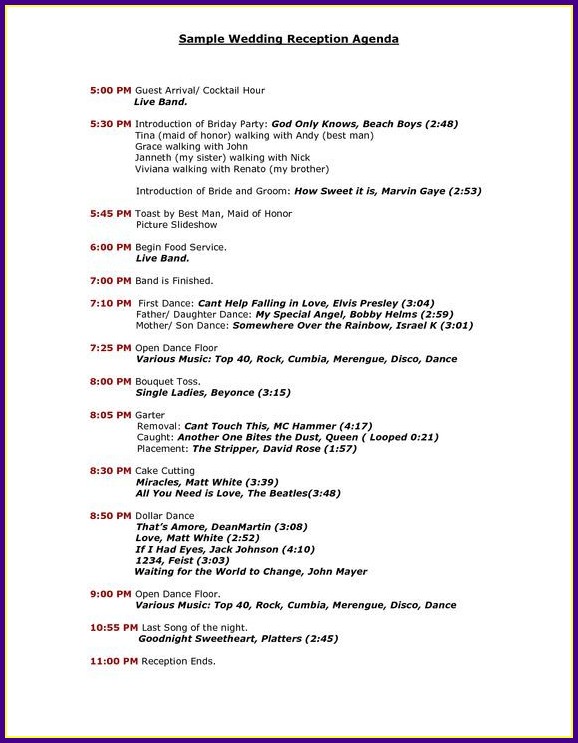 Wedding Reception Programme Template Wedding Reception Programme Template