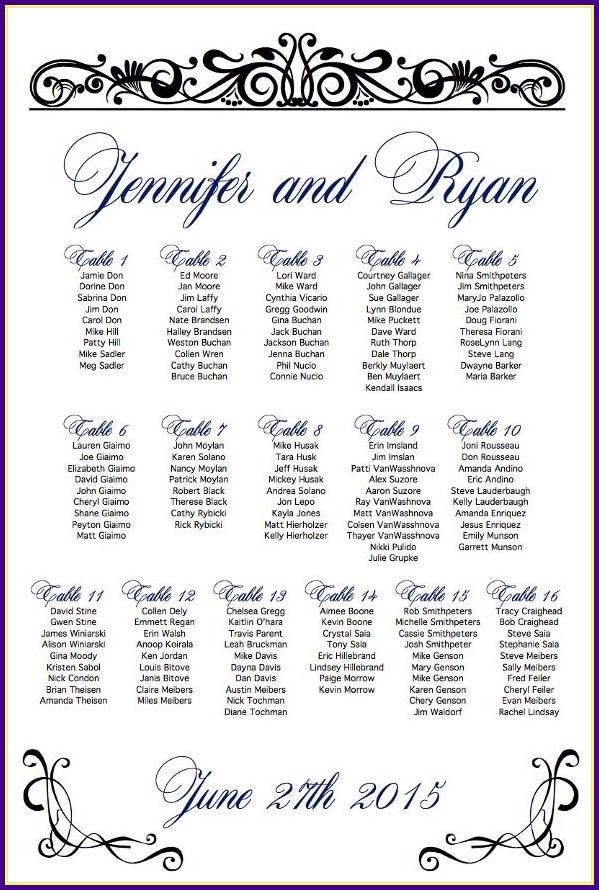 Wedding Reception Seating Chart Template Word Wedding Reception Seating Chart Template Word