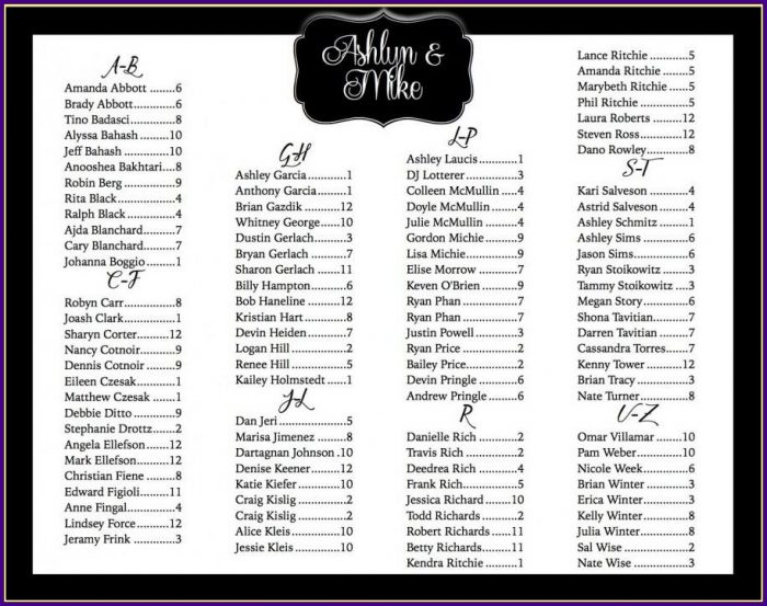 Wedding Reception Seating Template Wedding Reception Seating Template