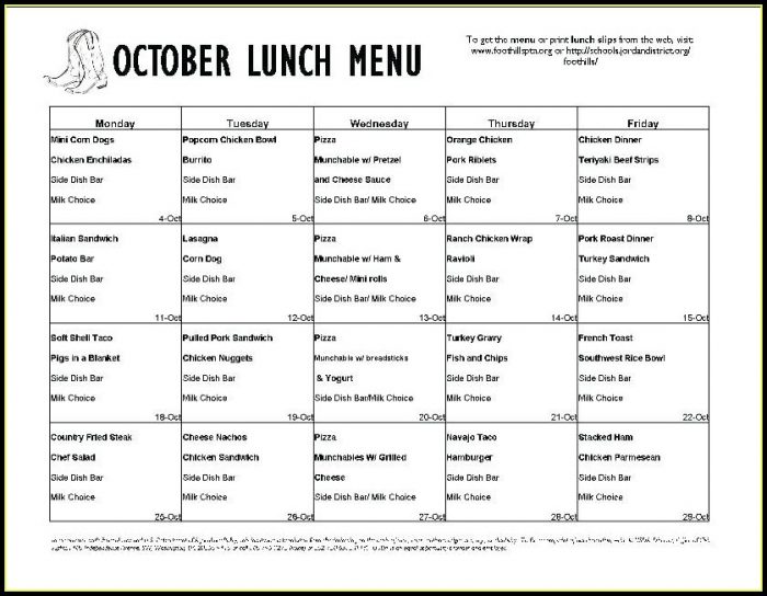 Weekly School Lunch Menu Template Weekly School Lunch Menu Template