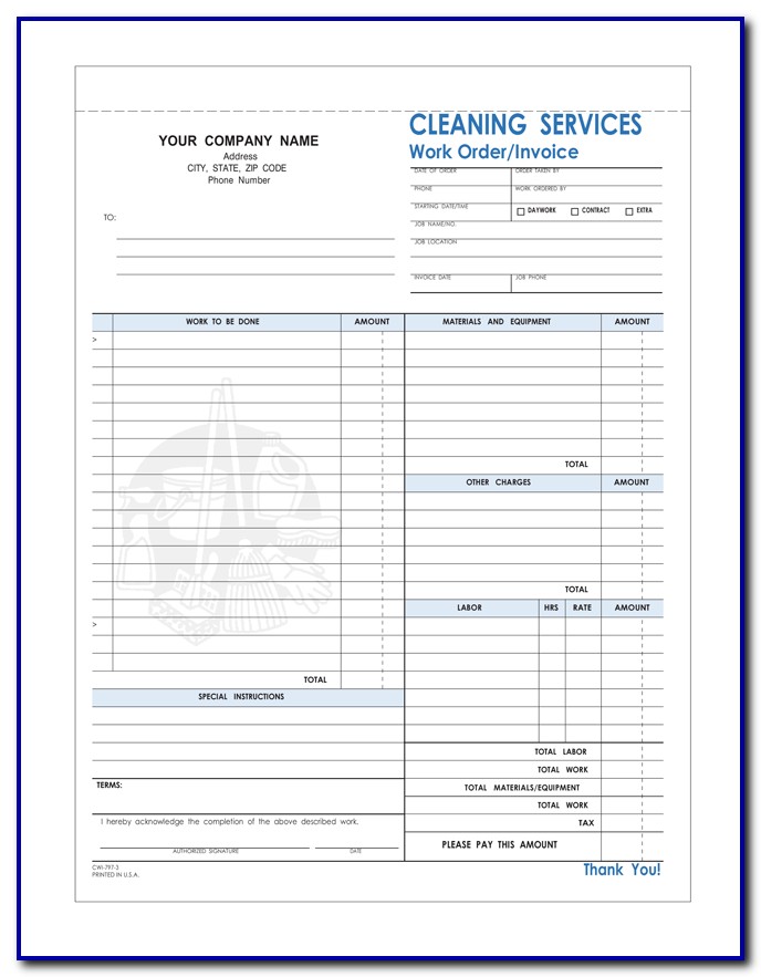Free Printable Cleaning Invoice Template Free Printable Cleaning Invoice Template