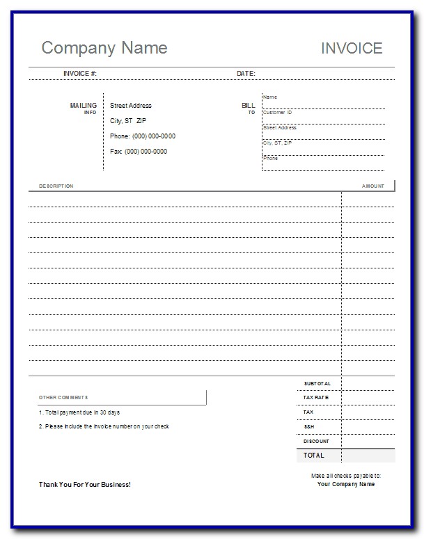 Free Printable Invoices Templates Blank Free Printable Invoices Templates Blank