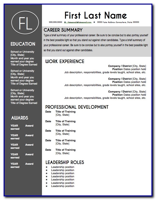 Free Resume Templates In Microsoft Word Free Resume Templates In Microsoft Word