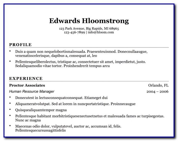 Free Simple Resume Templates Microsoft Word Free Simple Resume Templates Microsoft Word