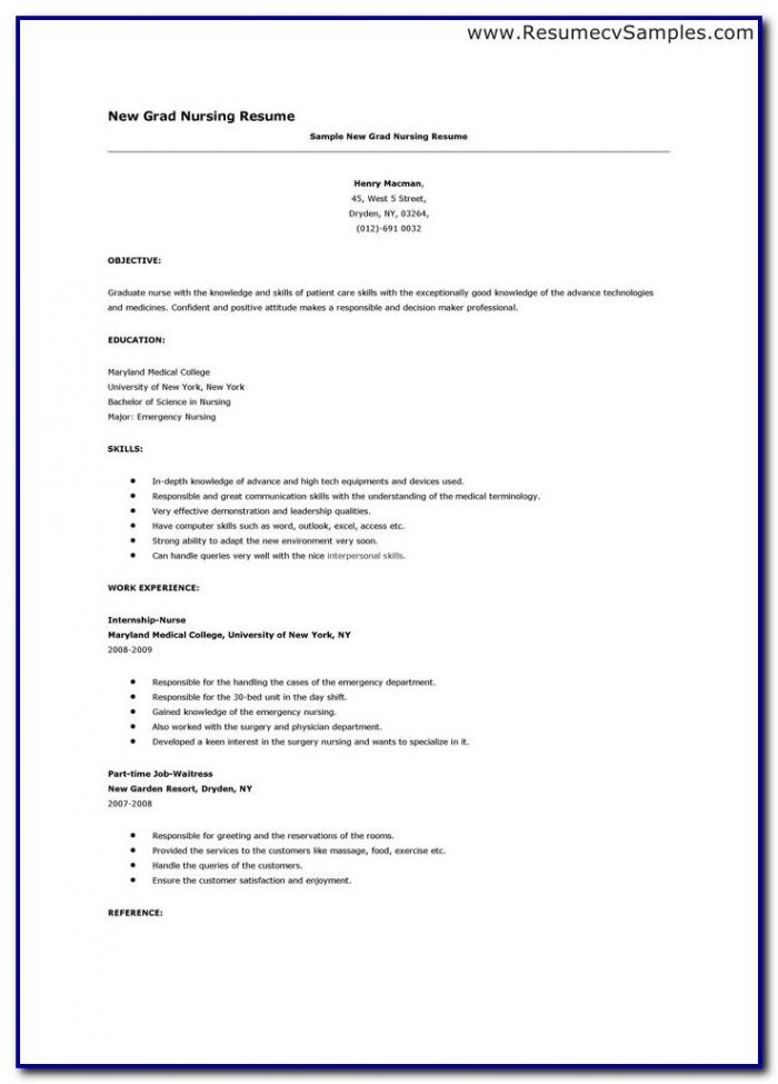 Nursing Resume Template New Grad Nursing Resume Template New Grad