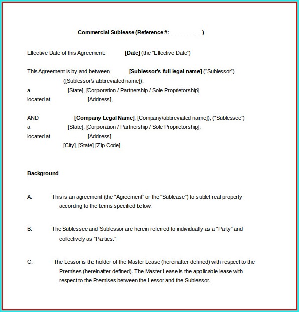 Commercial Sublease Agreement Template Word Commercial Sublease Agreement Template Word
