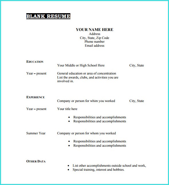Download Blank Resume Templates Download Blank Resume Templates