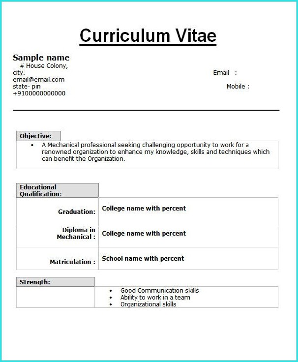 Download Resume Templates For Freshers Download Resume Templates For Freshers