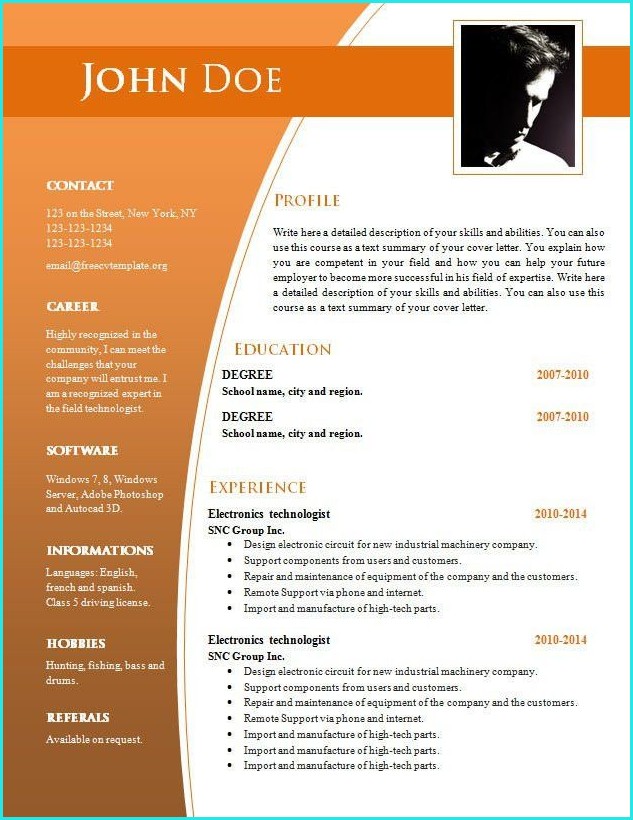 Download Resume Templates For Word Free Download Resume Templates For Word Free