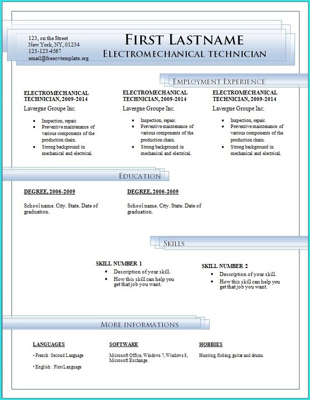 Download Resume Templates Word 2007 Download Resume Templates Word 2007