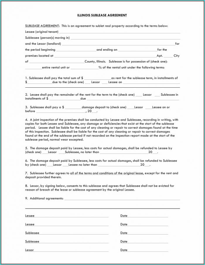 Sublease Agreement Chicago Template Sublease Agreement Chicago Template