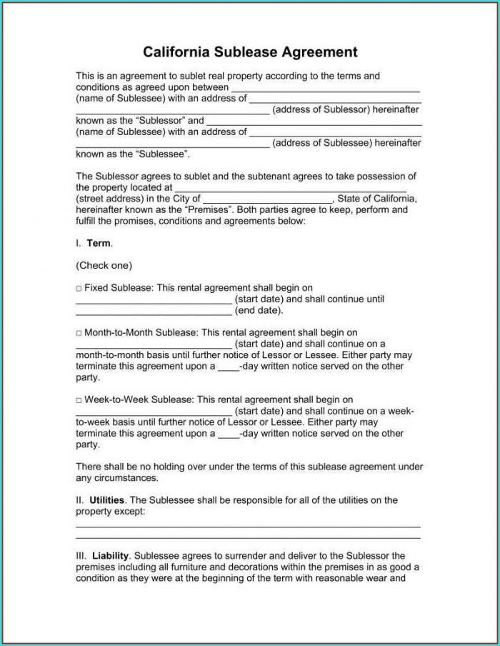 Sublease Agreement Template Florida Sublease Agreement Template Florida