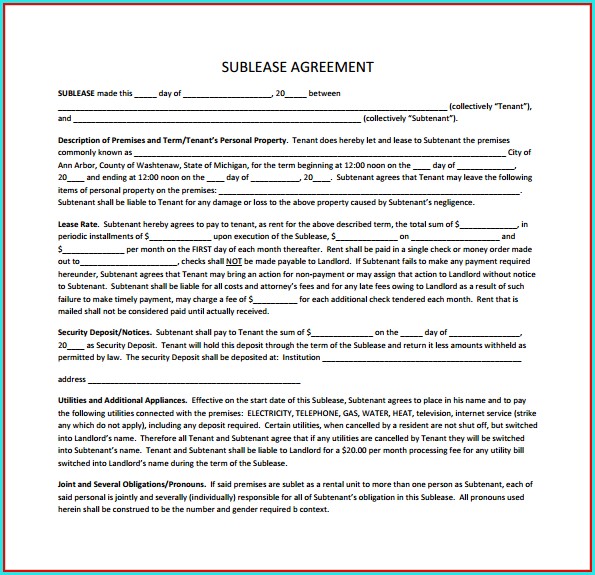 Sublease Agreement Template Free Sublease Agreement Template Free