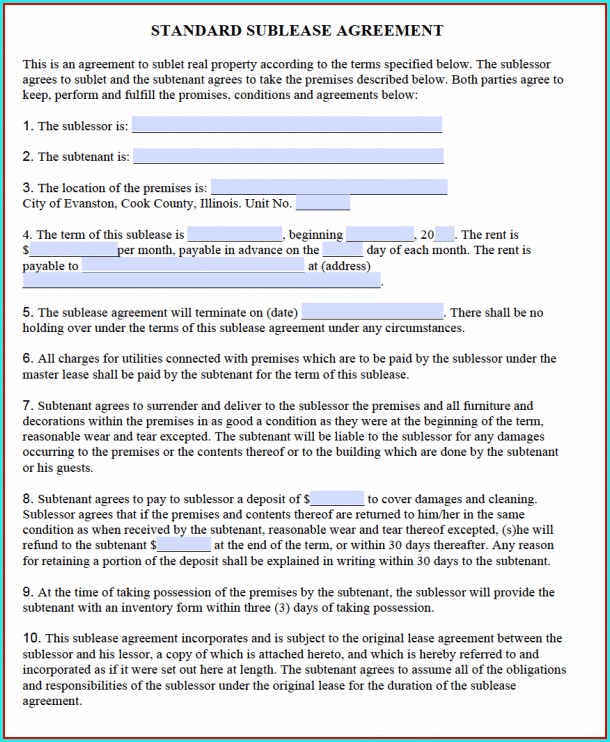 Sublease Agreement Template Word Sublease Agreement Template Word