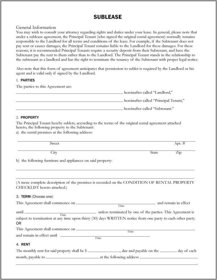 Sublease Rental Agreement Template Sublease Rental Agreement Template
