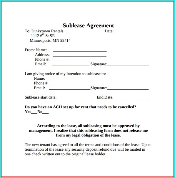 Subletting Agreement Template Free Subletting Agreement Template Free