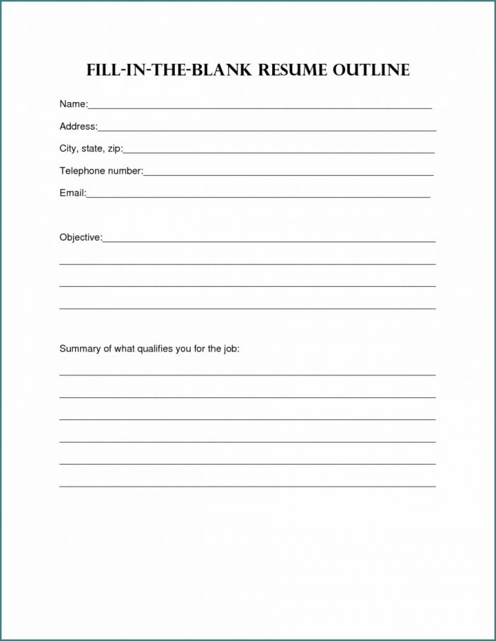 Blank Job Resume Template Blank Job Resume Template