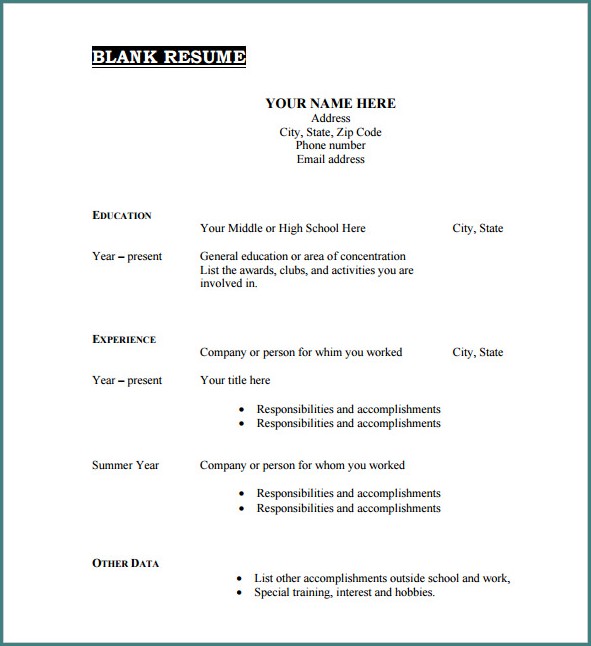 Blank Resume Template Free Blank Resume Template Free