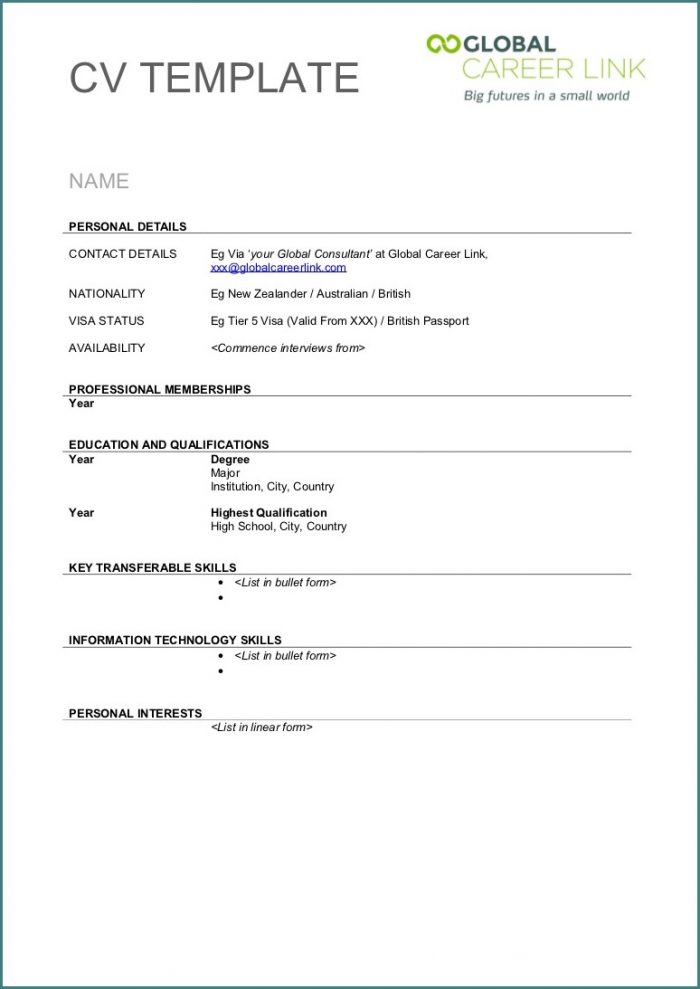 Blank Resume Template Word Blank Resume Template Word