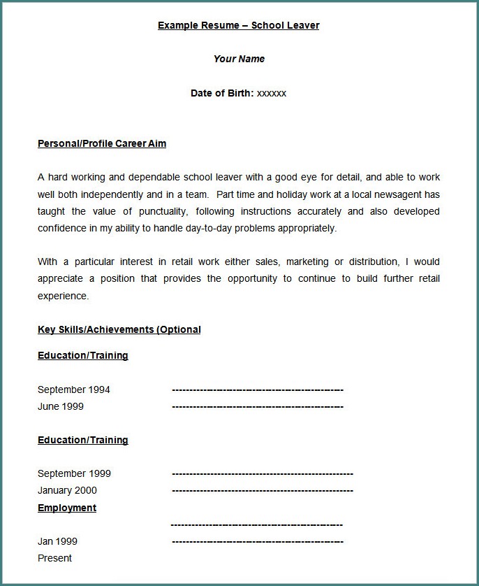 Blank Sample Resume Templates Blank Sample Resume Templates