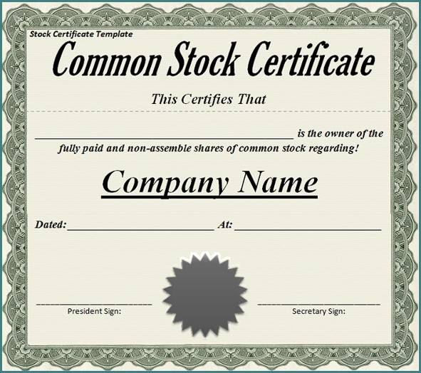 Corporate Stock Certificate Template Corporate Stock Certificate Template